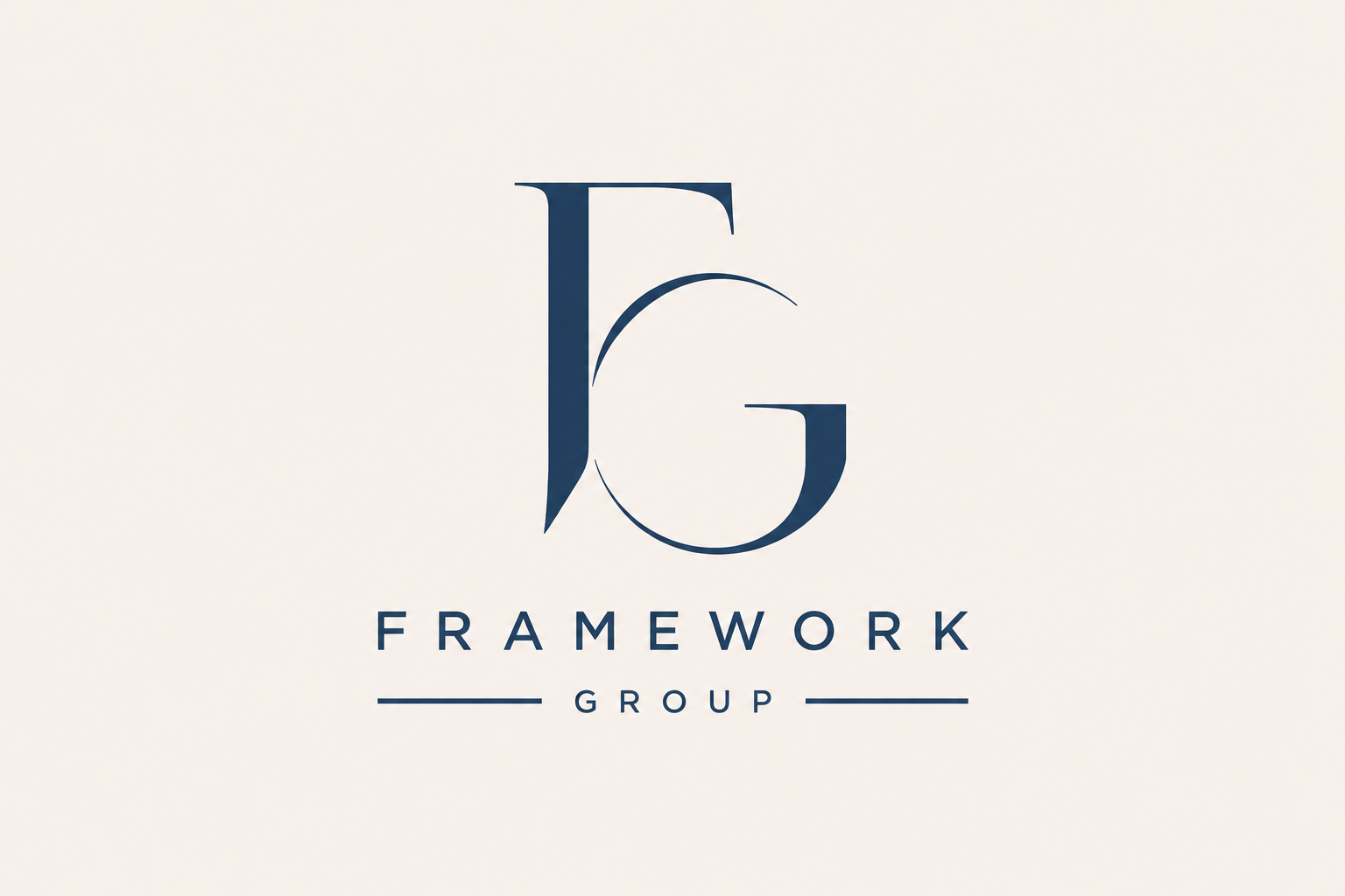 Framework Group navy logo on cream